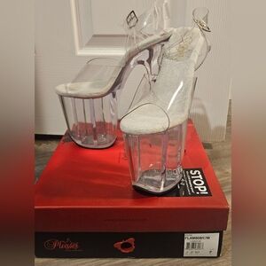 Clear Pleaser Sandals, Size 7, 8" Heel
